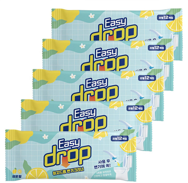 이지드롭 변기크리너 뉴 레몬향 리필, 5개