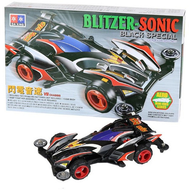 DAXING 迷你四驅車 模型賽車, 閃電音速黑, 1個