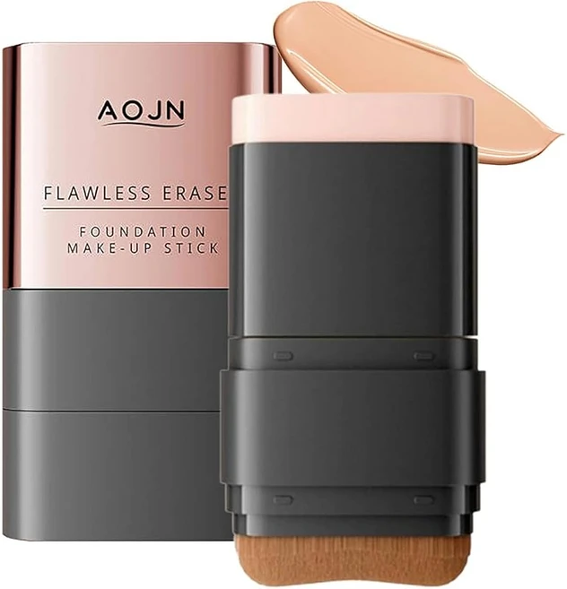 24시간 지속 브러쉬가있는 파운데이션 스틱 Aojn Aojn Flawless Eraser Foundation Make up Stick 여성 남성 브러시가 달린 파운데이션 스틱 - 쿠팡