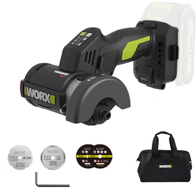 웍스 WU802 20V 초미니 충전 앵글 그라인더 무선 전동 연마기 절단기, 1개