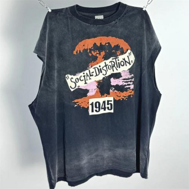 해골SKULL티셔츠 Vintage Washed West Coast Choppers Saint T-Shirts Men Women Cross Print T Sh