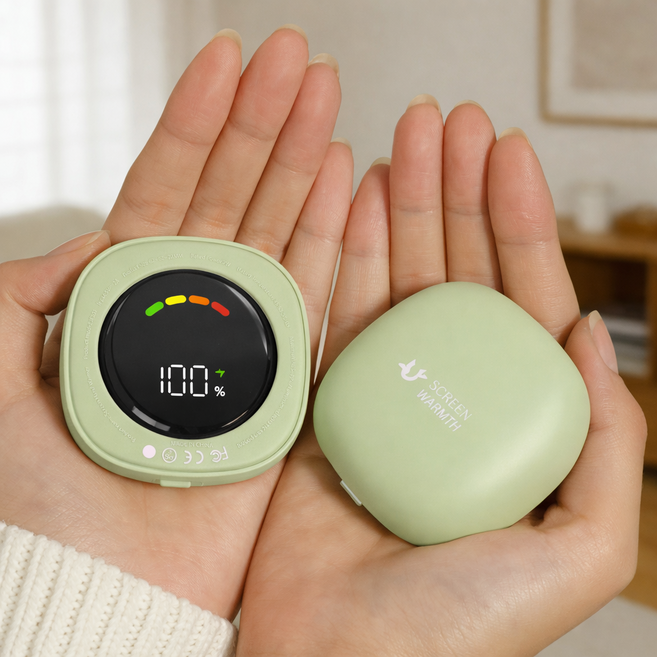 Cygoah 미니 휴대용 충전식 손난로 마그네틱 듀얼 전자 핫팩 과열 보호 1.8초 초고속 가열 4단 온도 조절, 그린, JF331