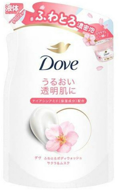 Dove 多芬 柔滑豐盈沐浴乳 櫻花&麝香 補充包, 340g, 1個