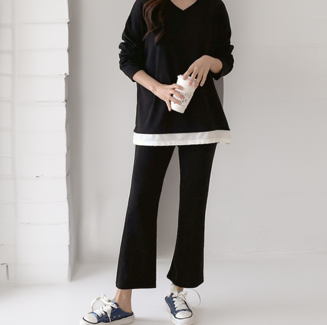 여성용 데일리 무지 긴팔 상하의 세트 봄 트레이닝복 국산 봄여름 간절기