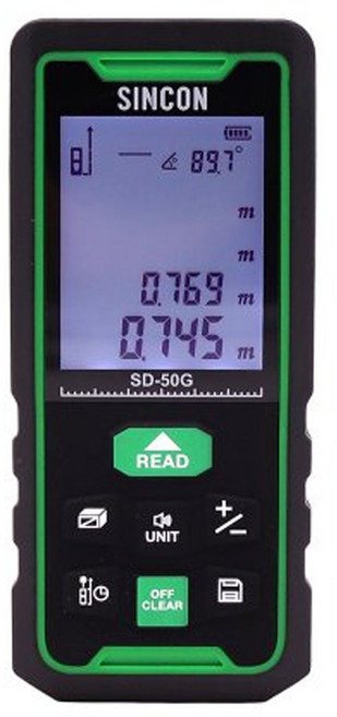 신콘 SD-50G 그린레이저거리측정기 그린빔 레이저거리측정기 레이져측정기 그린색 그린측정기, 1개