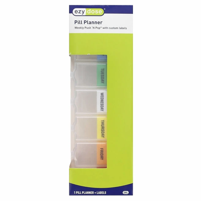 이지 도즈 라벨이 포함된 주간 푸시 앤 팝 알약 플래너 2XL 사이즈 1개입 EZD-67564 - 쿠팡