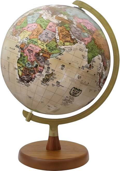 서전지구 행정도 브라운 지구본 SJ-260-P2 + 국기스티커 + 세계지도, 혼합 색상
