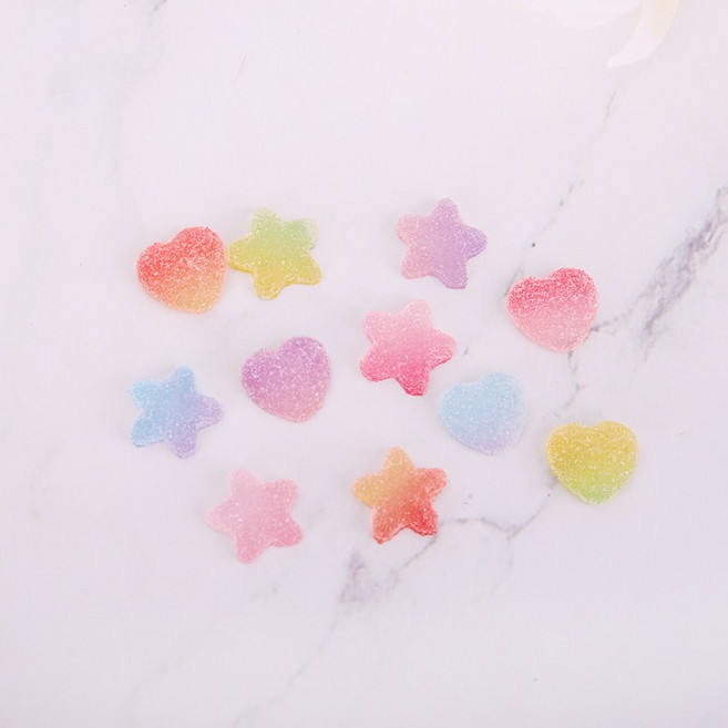짱패브릭 파츠) 슈가젤리 별하트 /헤어핀 데코덴 슬라임DIY, 별옐로우, 1개
