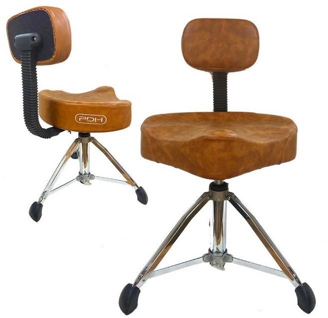드럼 의자 PDH 오토바이 안장 리프팅 스텝 높이조절 연습용 드러머 공연용, 1개, 브라운 안장형
