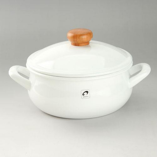 野田琺瑯 POCHKA 雙耳附蓋琺瑯鍋 20cm, 1個