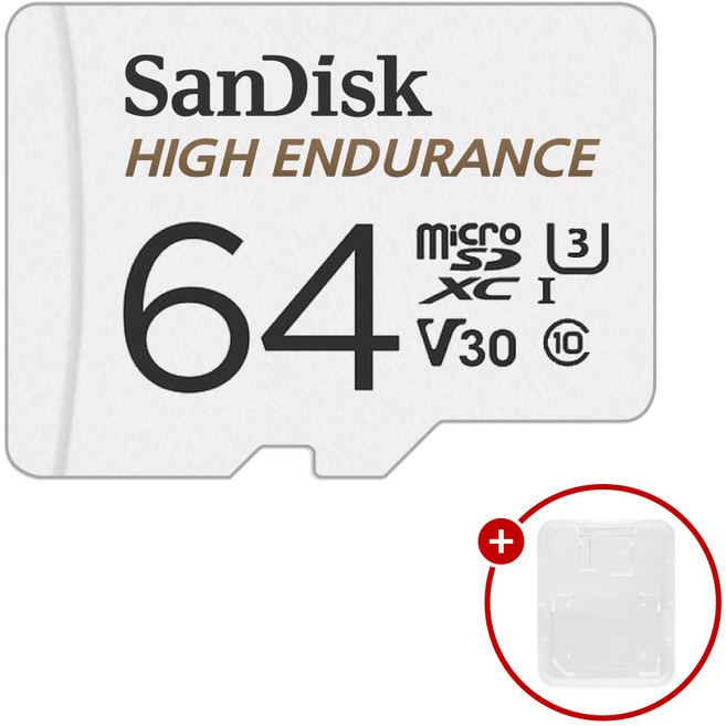 샌디스크 마이크로SD카드 High Endurance 하이엔듀런스 SDSQQNR + SD카드 케이스, 1개, 64GB