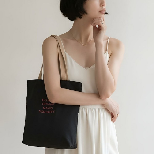 모아르코 여성 캔버스 지퍼 숄더 에코백