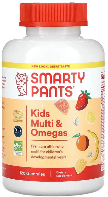 스마티팬츠 SmartyPants 키즈 포뮬라 종합 비타민 및 오메가3 딸기 바나나 오렌지 레몬 맛 구미젤리 120개 SMA-00401, 120정, 1개 - 쿠팡