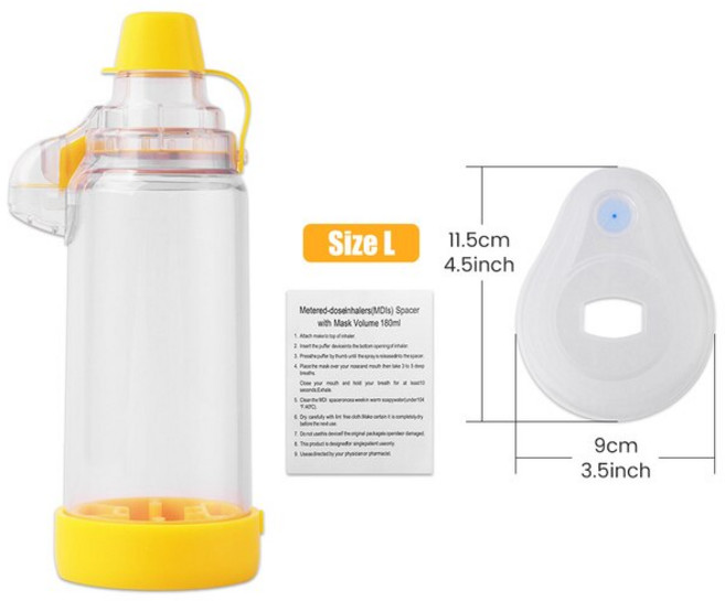 천식 흡입기 미스트 스페이서 스토리지 스페이서 챔버 탱크, 1개, L사이즈(성인용)