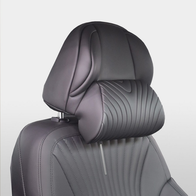 에제스 디 올 뉴 그랜저 GN7 전용 윙아웃 버킷 자동차 헤드레스트 목쿠션 차량용 목베개, 캘리그래피, 인디고 브라운, 1개