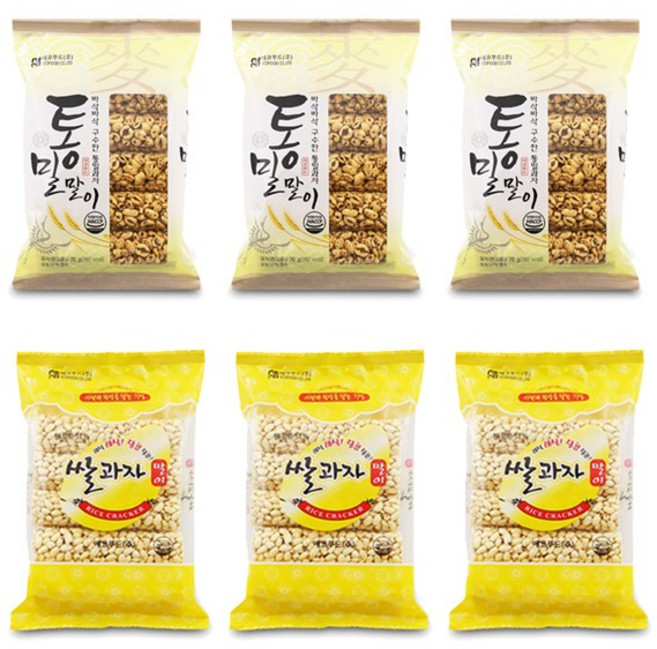 이호 편의점 간식 배달 옛날 과자 쌀강정 통밀강정 할머니 간식 어린이 간식 밥풀과자, 6개, 70g