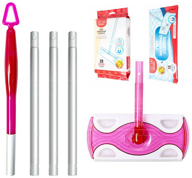 손할매 베이직 막대걸레 + 부직포 청소포 20매 + 물걸레 청소포10매 3종, 핑크, 1세트