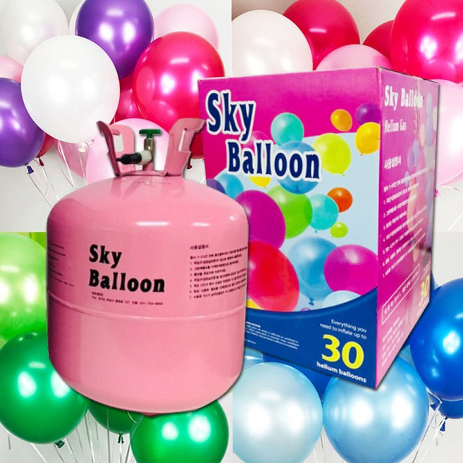 헬륨가스 헬륨풍선 30개용 풍선 장식 프로포즈용품 어린이 생일선물 생일 파티용품 파티, 헬륨가스(1회용)30입, 1개