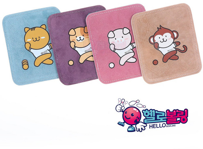 캐릭터 가죽 볼타올 [4가지 타입]/ 볼링 볼타월 / 그립력+기름제거 베스트상품 / 색상 랜덤 발송, 몽끼끼, 1개