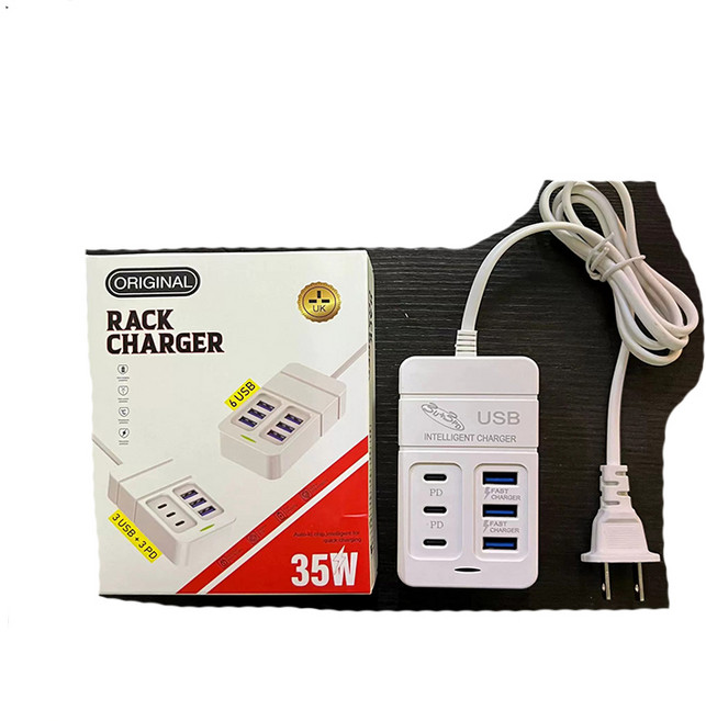 PD快充USB充電插座 USB插座延長線 適用蘋果安卓, 升級6孔3USB+3PD, 1個, 1m