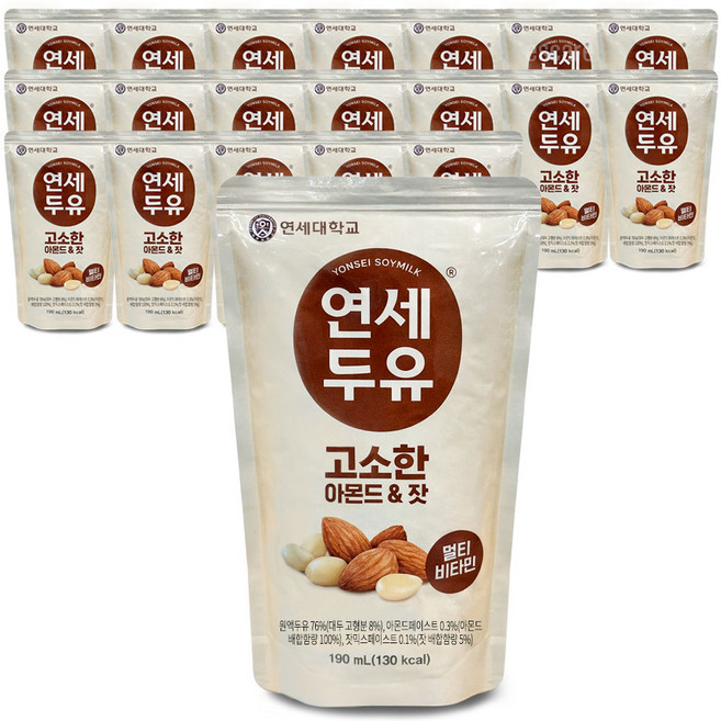 연세두유 고소한 아몬드&잣 두유 칼슘 식사대용 음료 (20팩 파우치), 20팩, 20개, 190ml