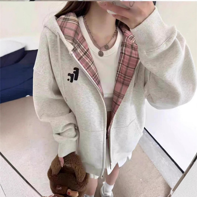 스타일닥터 빈티지 패치워크 컬러 가을 카디건 여자 후드티