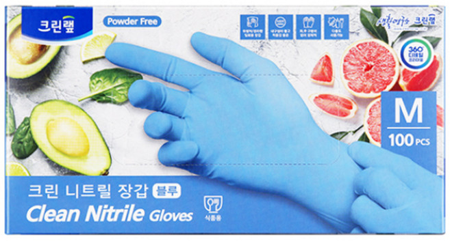 크린랲 니트릴 블루 장갑, 3개, M
