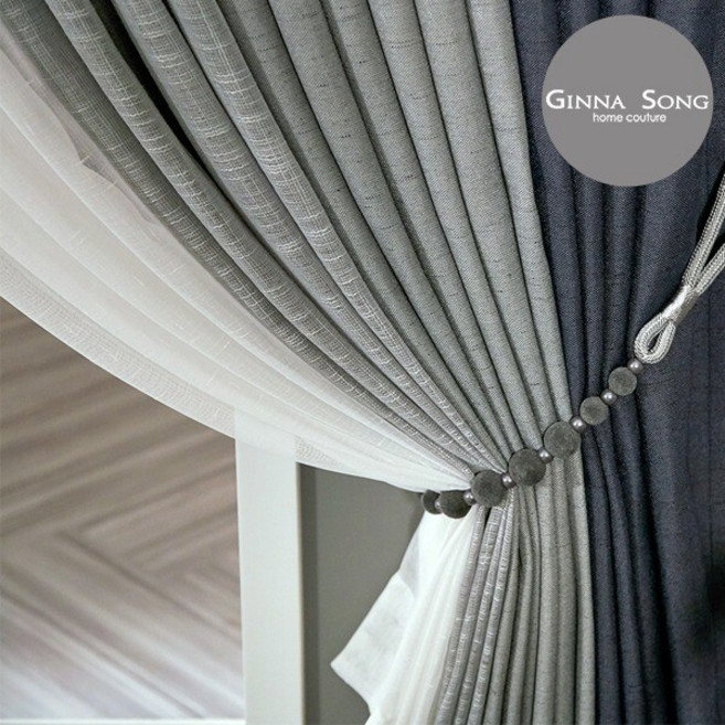 [지나송] 알레 4중직 암막커튼 풀세트(암막+속커튼) 특대형