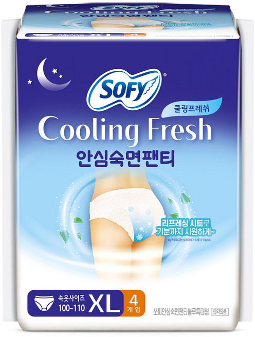 쏘피 쿨링프레쉬 안심숙면팬티 입는 오버나이트, 특대형, 4개입, 2개