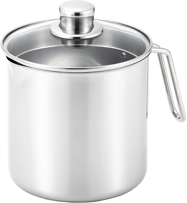 요시카와 반비노 깊은형 한손 냄비 16cm 3200ml 유리 뚜껑 스테인리스 IH 직화 사용 가능 일본 제조 딥팟 선물 포장 사양 SJ3355