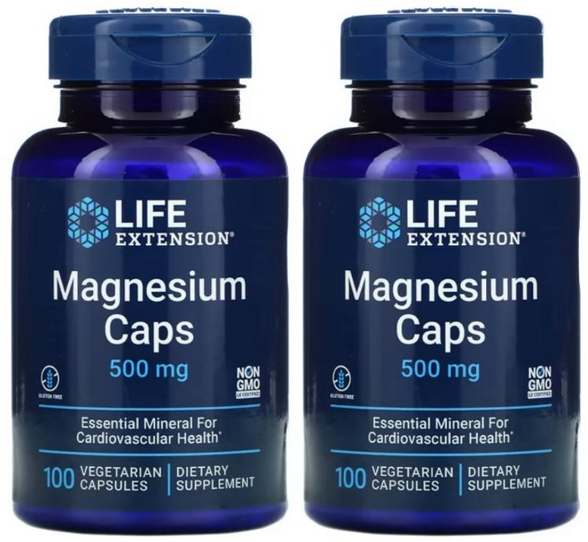 라이프익스텐션 마그네슘 캡스 500mg 베지테리안 캡슐, 100정, 2개