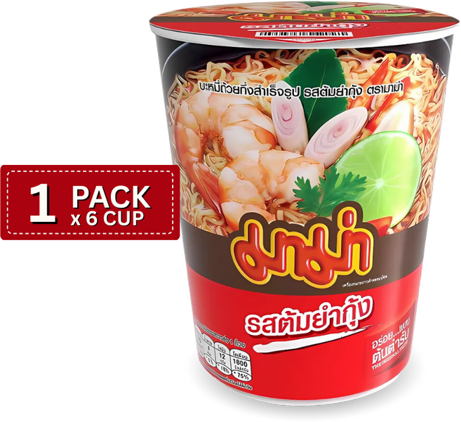 [태국직구] 태국 정품 마마 컵라면 똠양꿍맛 60G X 6개입, 1팩