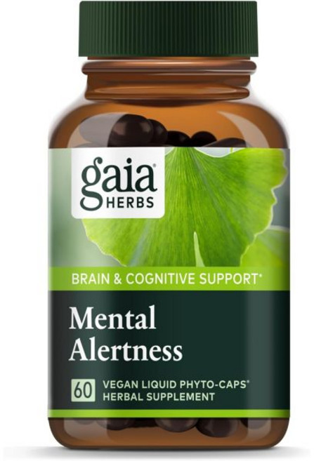 Gaia Herbs 가이아 허브 정신 집중력 - 집중력과 기억력 유지를 돕는 뇌 지원 보충제 일루테로 은행잎 만다카 로즈마리 귀리 함유 60개 비건 액상 파이토캡슐 15일 분량, 가이아 허브 정신 각성 - 유지에 되 두뇌 - 엘레우테, 1개, 60정