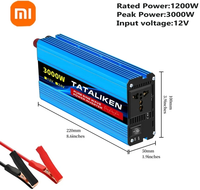 샤오미 순수 사인파 인버터 지능형 고출력 충전기 범용 소켓 1000W DC 12V 50hz, 03 12V 3000W 220V
