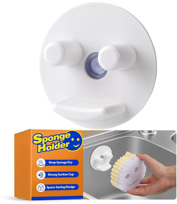 스크럽 대디 주방 싱크대용 흡착식 스펀지 캐디 정리함 욕실 홀더 안전 소재, white 1 pack