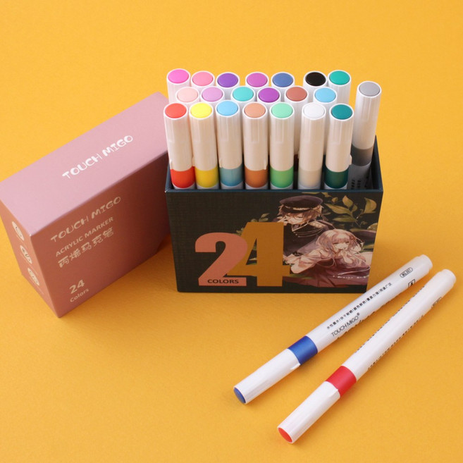 아크릴 마카펜 24색 세트 유리 페인트 마카 펜 지워지는 거울 윈도우 드로잉, 3개