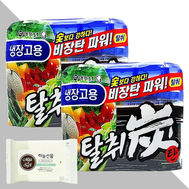 홈즈 탈취탄 냉장고용 140g 2개(+하늘선물 물티슈 10매), 2개