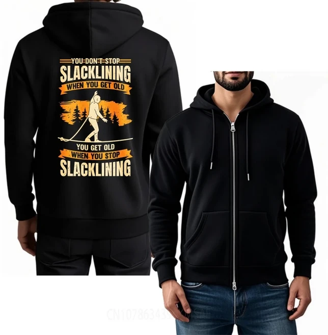 남성용 가을 후드티 신상품 나이를 먹어도 슬랙라인을 멈추지 마세요 슬랙라인을 멈추면 나이가 들어요 오, 03 S, 01 검정색