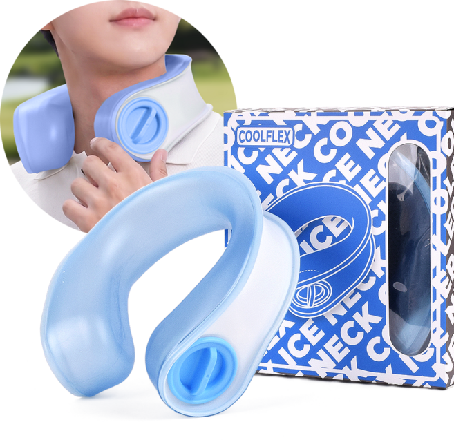 쿨플렉스 아이스 넥쿨러 대용량 골프 얼음주머니 넥밴드 쿨스카프 + 쿨링 타월, 블루, 1개