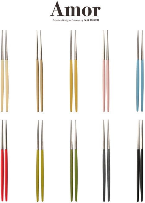 까사무띠 아모르 커트러리 양식기 카페 젓가락 실버, 레드, 레드, 1개