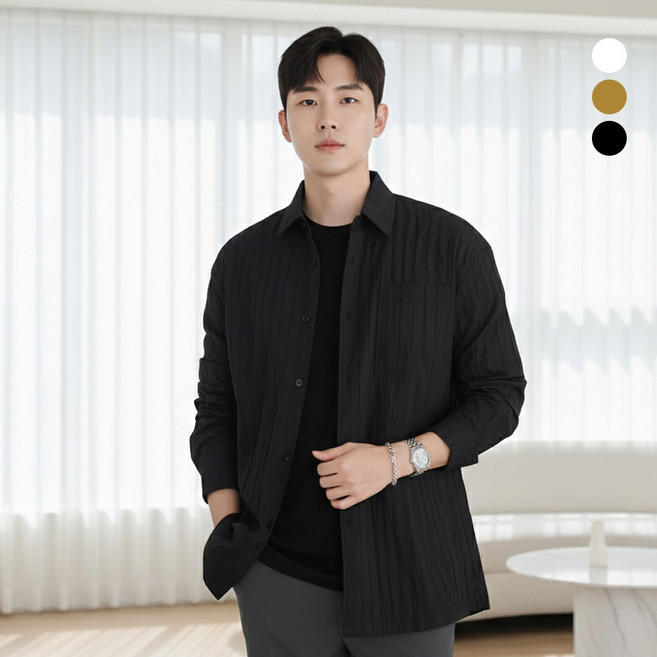 인피어스 남성용 조비 셔츠 / 도톰셔츠형 자켓 넉넉한 핏 루즈핏 추석선물 간절기 아이템 데일리룩