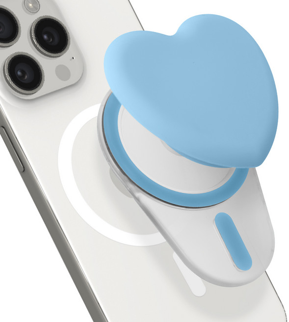 인트그로 플루피 맥세이프 호환 탈부착 스마트톡, 1개, 하트_베이비 블루