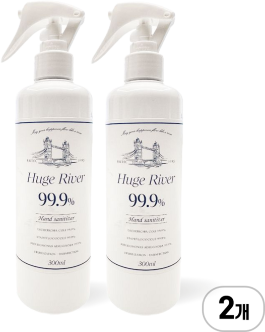 휴즈리버 곡물발효 청소용 에탄올 스프레이, 2개, 300ml
