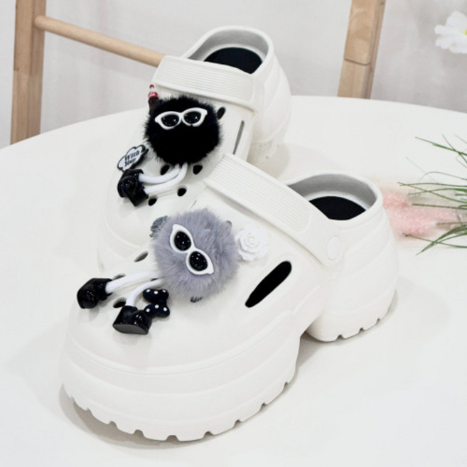 제이리스트 9cm EVA 롱다리 힙스터 폼폼 키높이 아쿠아 통굽 슬리퍼 학교 사무실 네일샵 미용실 샌들 ES-S073