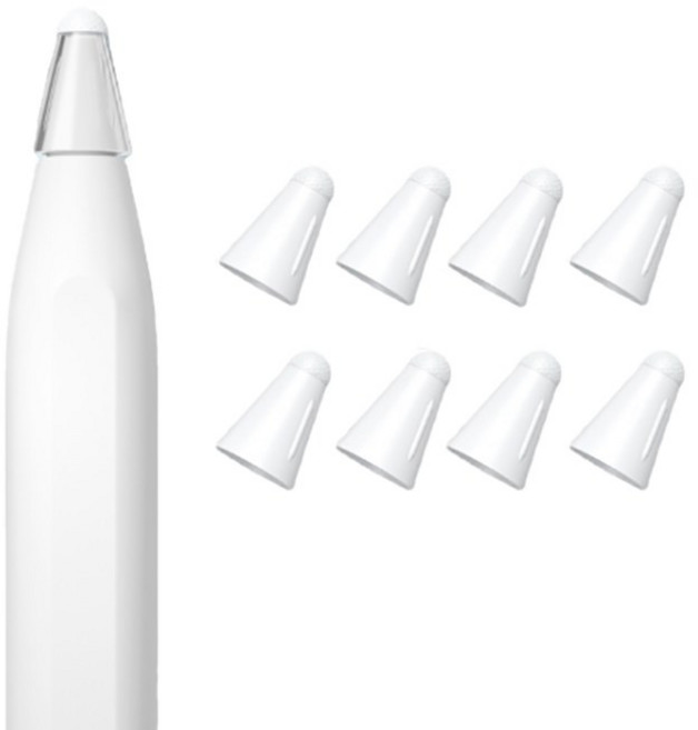투에이비 애플펜슬 1세대 2세대 프로 호환 저소음 무소음 패브릭 펜촉 보호 팁커버 8pcs, 화이트 Set, 1개