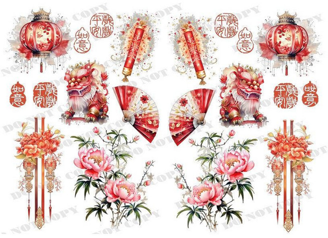 新年熱轉印貼紙, 1個, 藝術紙-A4
