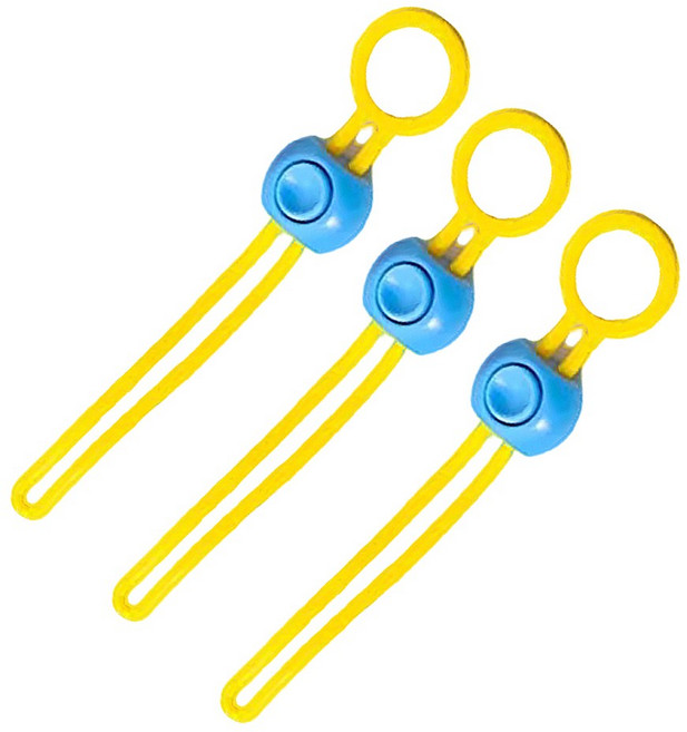 원터치 스트랩홀더 봉지 마개 뚜껑 과자 사료 간식 조임끈, 옐로우, 3개