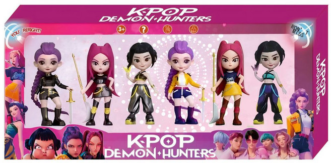 KPOP DEMON HUNTERS Q版公仔擺件 桌面模型玩具, 1個, 優質版獵魔6款開窗盒拆裝
