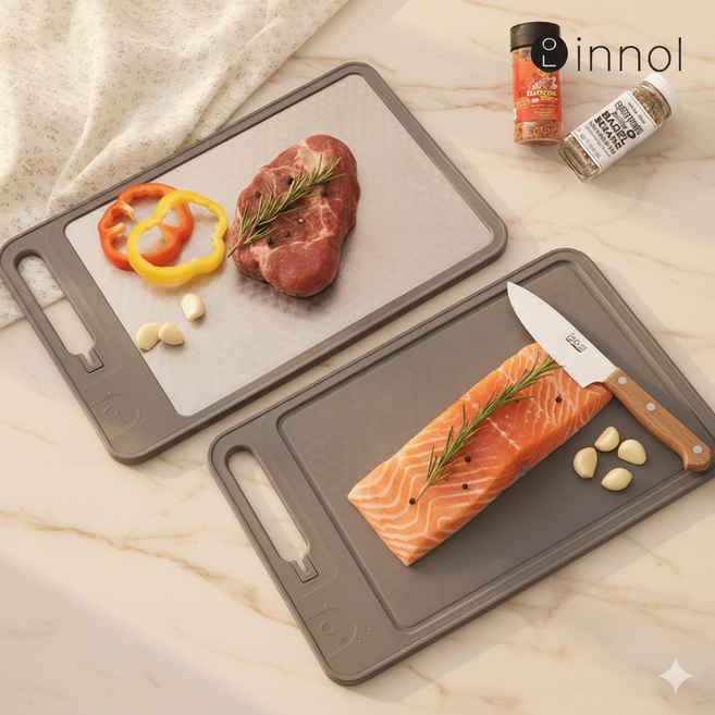 이놀 양면 다용도 스테인레스 향균도마 위생 이유식 양면도마, 스테인레스 [LX954], 1개