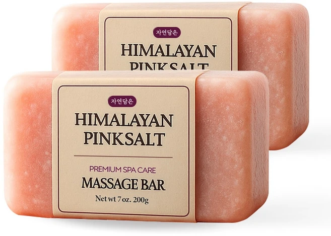 자연담은 히말라야 핑크솔트 마사지바 미네랄 괄사 굳은살 각질제거 미용소금 디톡스 (사우나 매니아 강력추천), 2개, 200g - 쿠팡